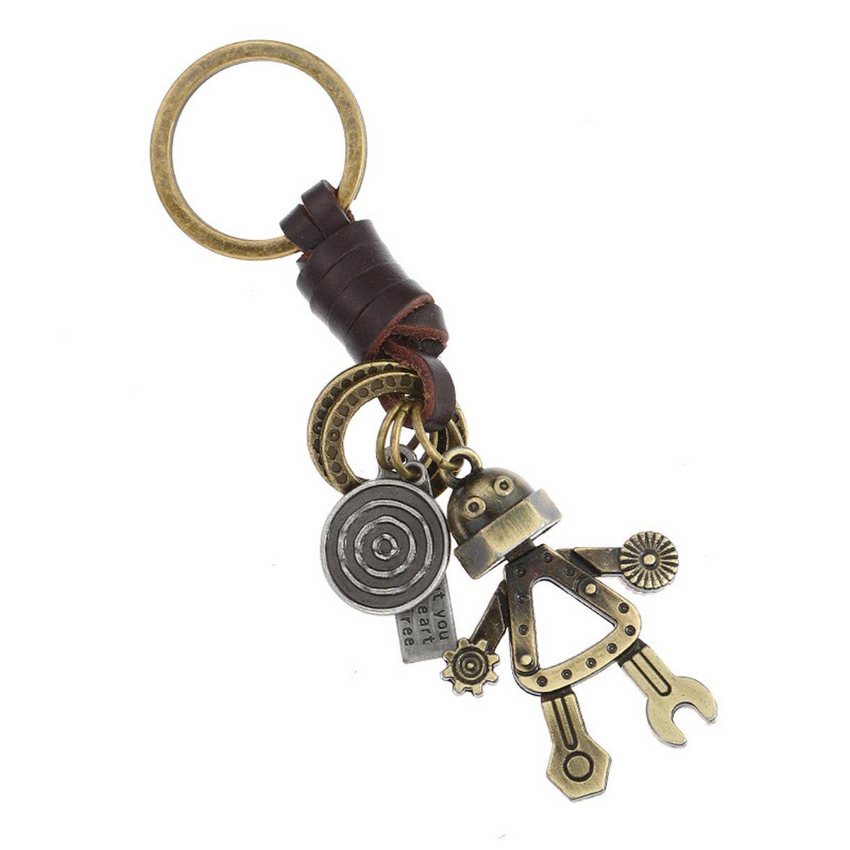VINTAGE BRAIDED ROBOT COWHIDE KEYCHAIN