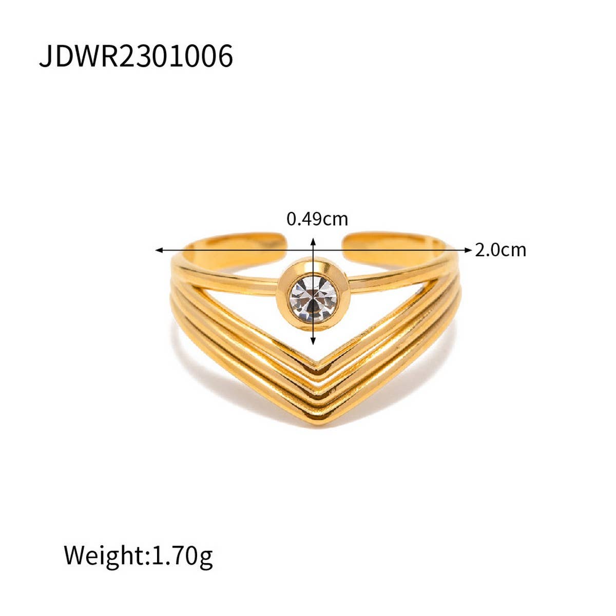 VINTAGE DIAMOND MULTI-LAYERED V-SHAPED RING