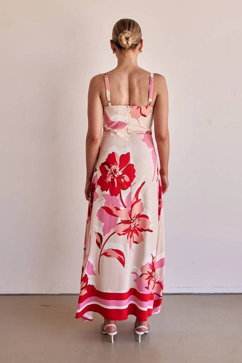 CWDMD5214_FLORAL SPAGHETTI STRAP SLIM MAXI VACATION DRESS