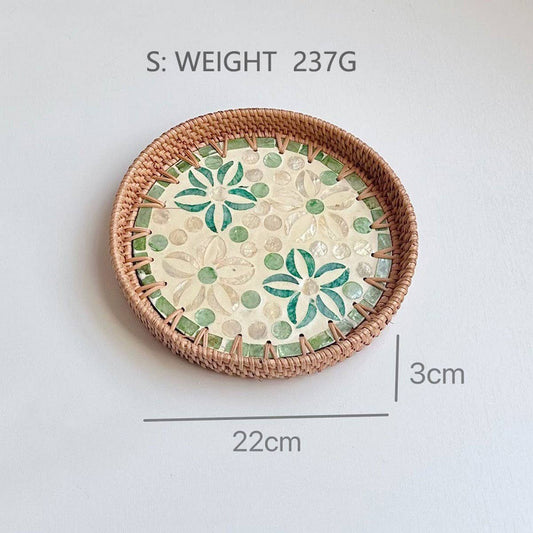 RATTAN COLORFUL SHELL CREATIVE HANDMADE FRUIT PLATE_CWMM4429