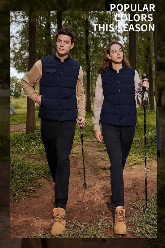 CWOV00103_SOLID COLOR CASUAL POCKET DOWN COTTON VEST