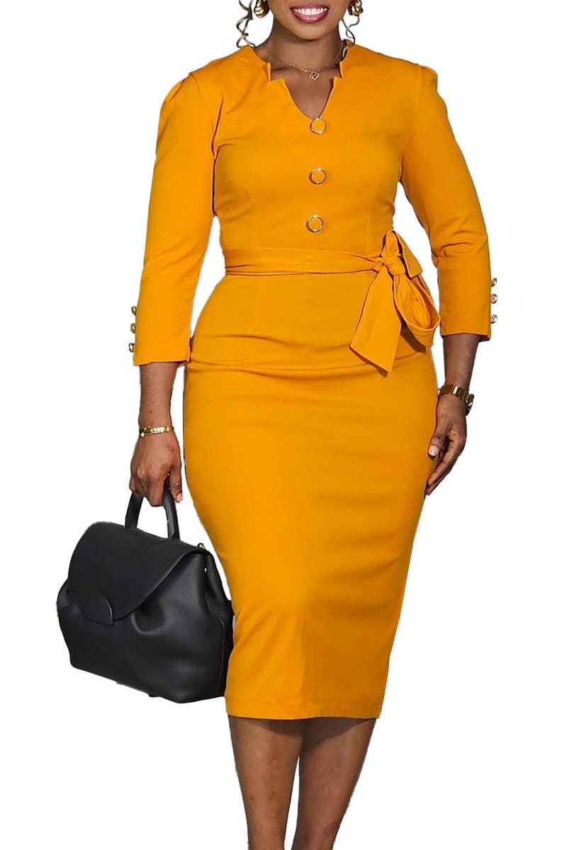 CWDMD01251_2025 WOMEN LONG SLEEVE BELTED ELEGANT MIDI DRESS