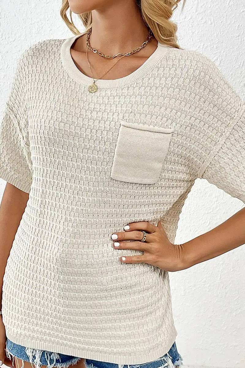 CWTTS1305_NEW SPRING AND SUMMER HOME SOLID COLOR SWEATERS