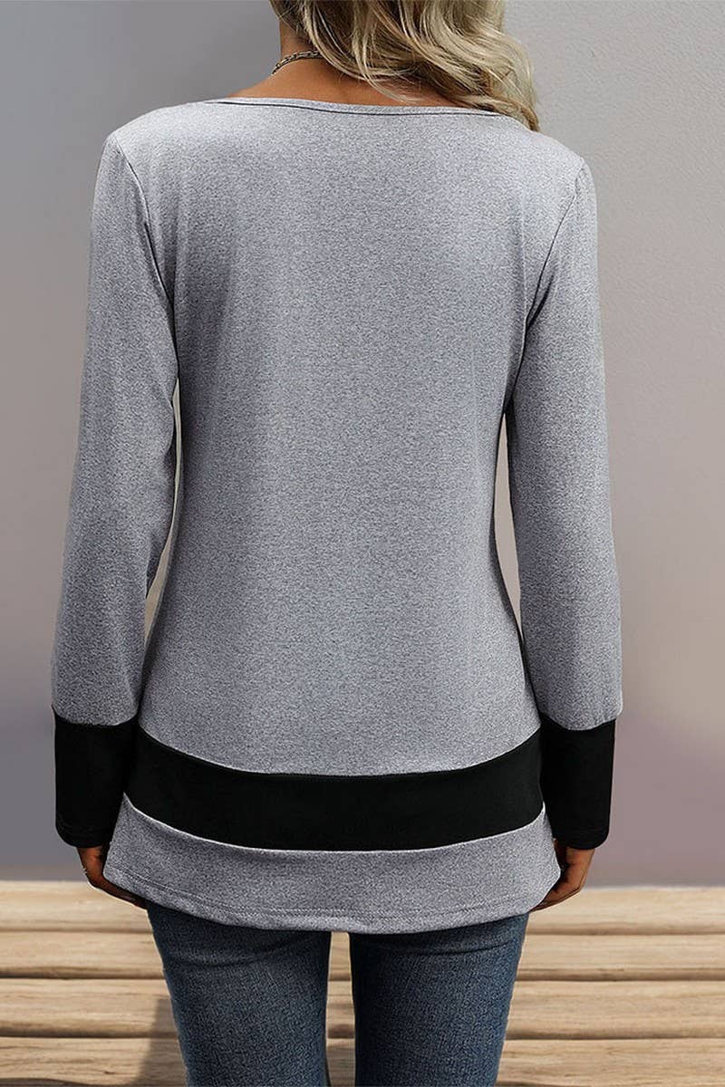 CWTTL1972_SIMPLE COLOR MATCHING CASUAL HOME T-SHIRT