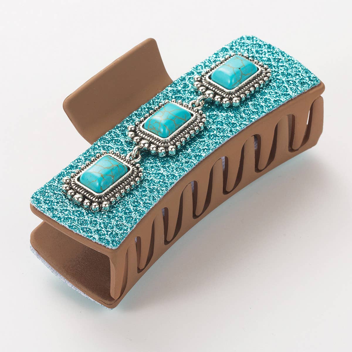 Antique Silver Turquoise Western Hair Claw_CWAHA1766