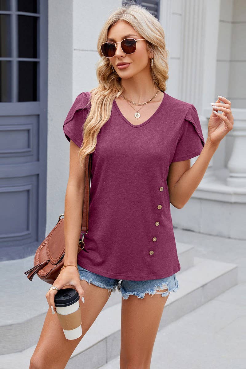 CWTTS0824_V-Neck Short Sleeve Knit Top