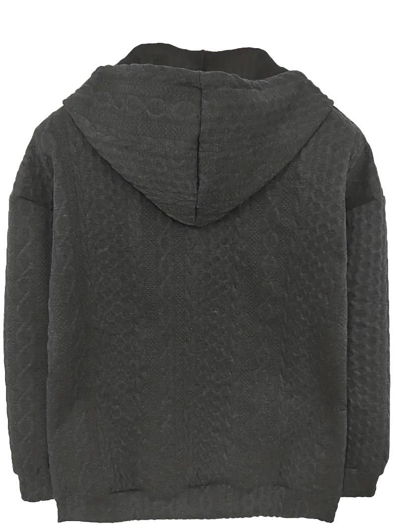 CASUAL ZIP-UP CARDIGAN WITH FLORAL HOODIE COAT