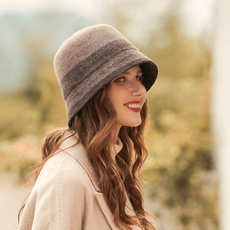 WOMEN RETRO LUXURY WARM FELT BUCKET HAT_CWAH0603