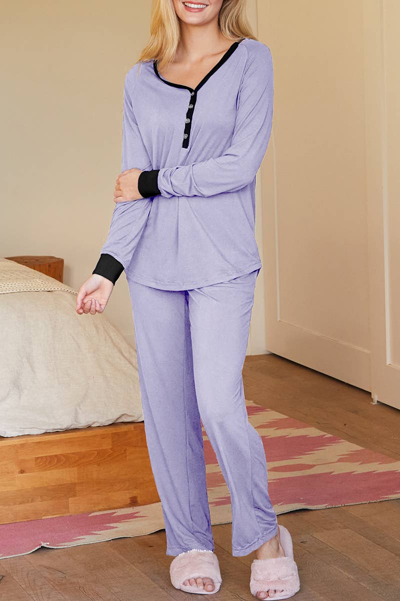 CWSPJ033_COZY LONG SLEEVE HENLEY NECK PAJAMA SET