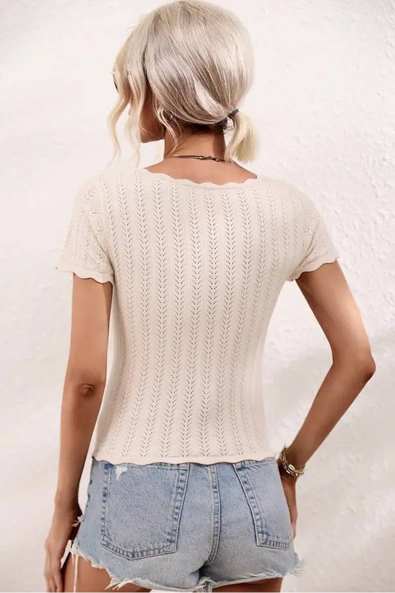 CWTBLS1765_SUMMER U-NECK CASUAL SOLID COLOR SWEATER
