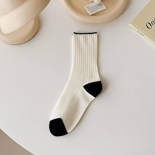 CWMS2507_AUTUMN AND WINTER COLOR MATCHING MID-CALF SOCKS