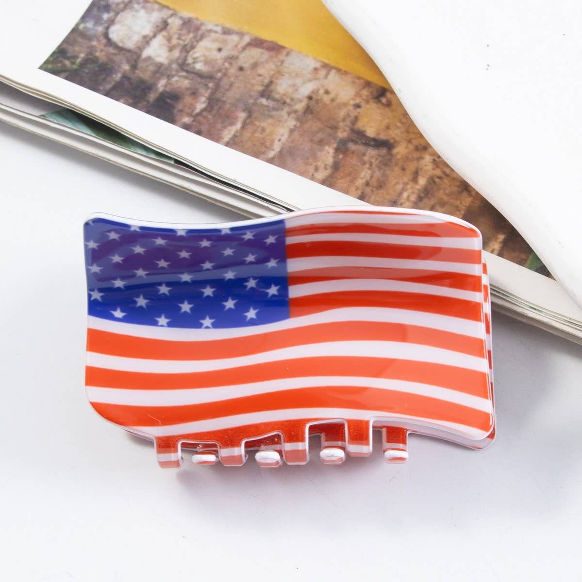 CWAHA1242_4TH OF JULY FLAG SERIES HAIR CLAW CLIP