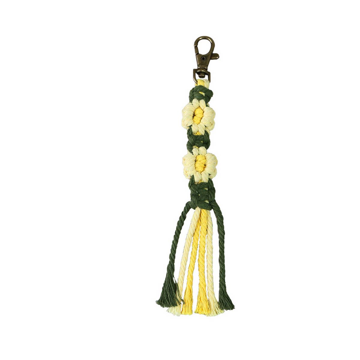 HANDMADE COTTON ROPE FLOWER WOVEN KEYCHAIN