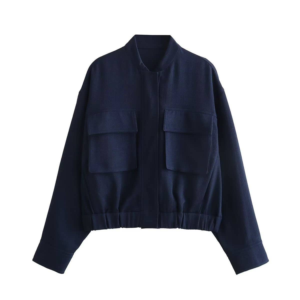 Cotton linen blended solid-color pilot jacket