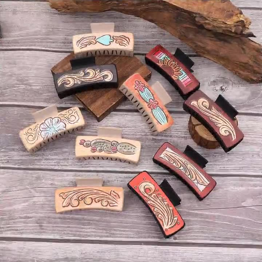 WESTERN COWBOY STYLE PU LEATHER HAIR CLIP LARGE
