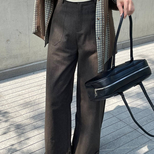 Casual wide-leg pants with straight pocket design