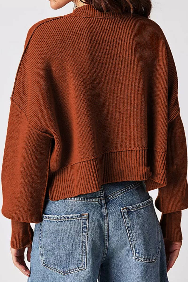 CWOSWL5854_SOLID COLOR CROP SWEATER WITH LONG SLEEVES