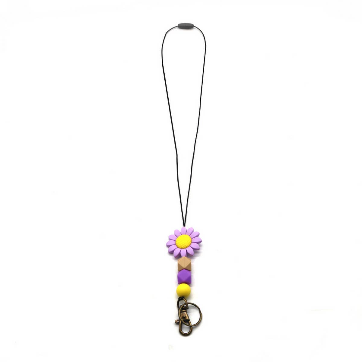 SIMPLE SILICONE BEAD FLOWER LANYARD KEYCHAIN_CWMM1578