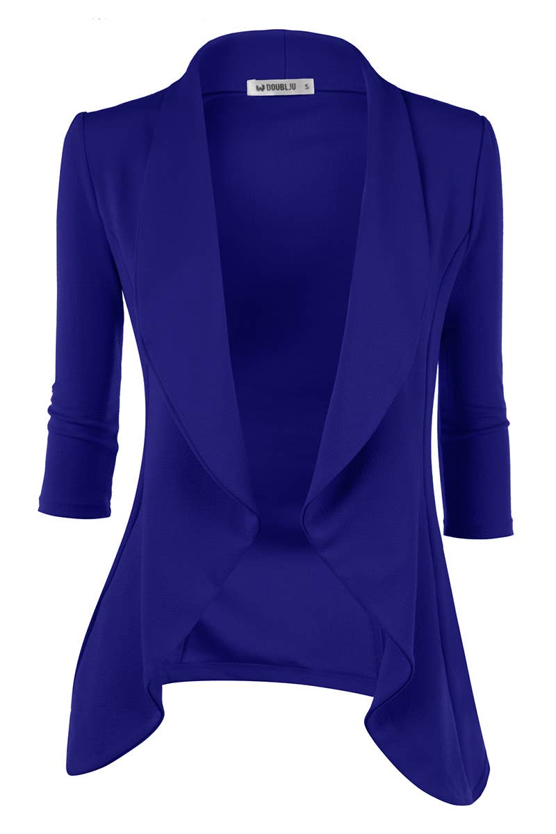 CWOBL089_Casual Work 3/4 Sleeve Open Front Blazer