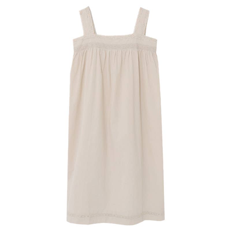 COTTON LACE PATCHWORK SQUARE COLLAR DRESS