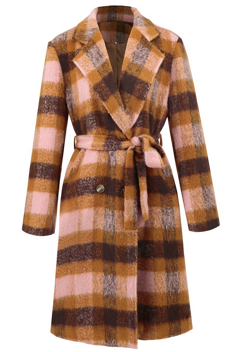 CWOCO0945_TIE-TIE LAPEL PLAID CONTRAST COLOR TWEED COAT