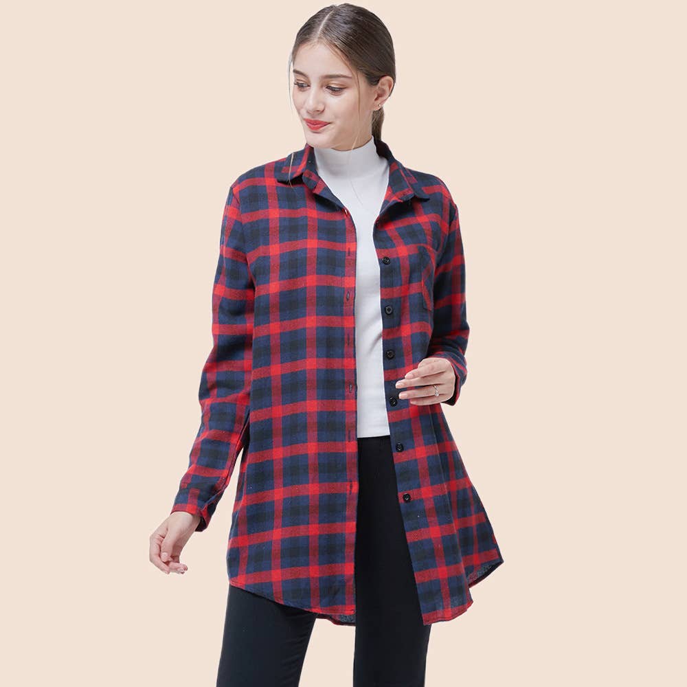 Casual checked long-sleeved shirt