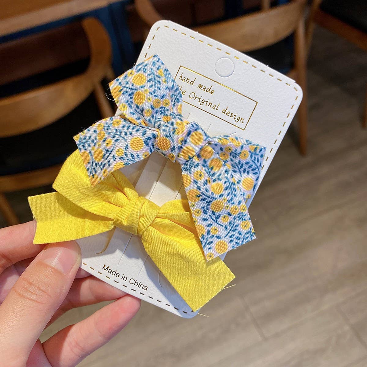 CWAHA07432_2PCS FLORAL BOW HAIR CLIPS FOR GIRLS KIDS