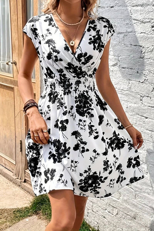 CWDSD8109_SUMMER DEEP V NECK TEMPERAMENT CASUAL DRESS