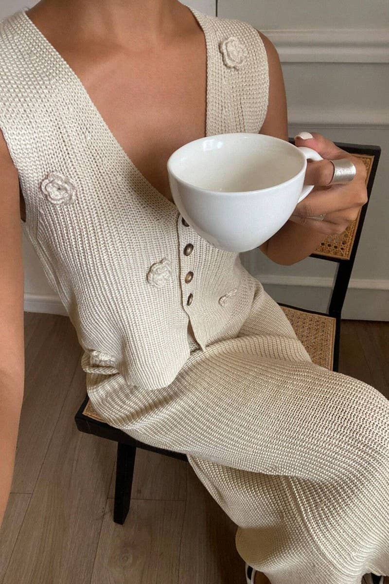 CWSS1109_SUMMER SLEEVELESS VEST KNITTED DRESS SET