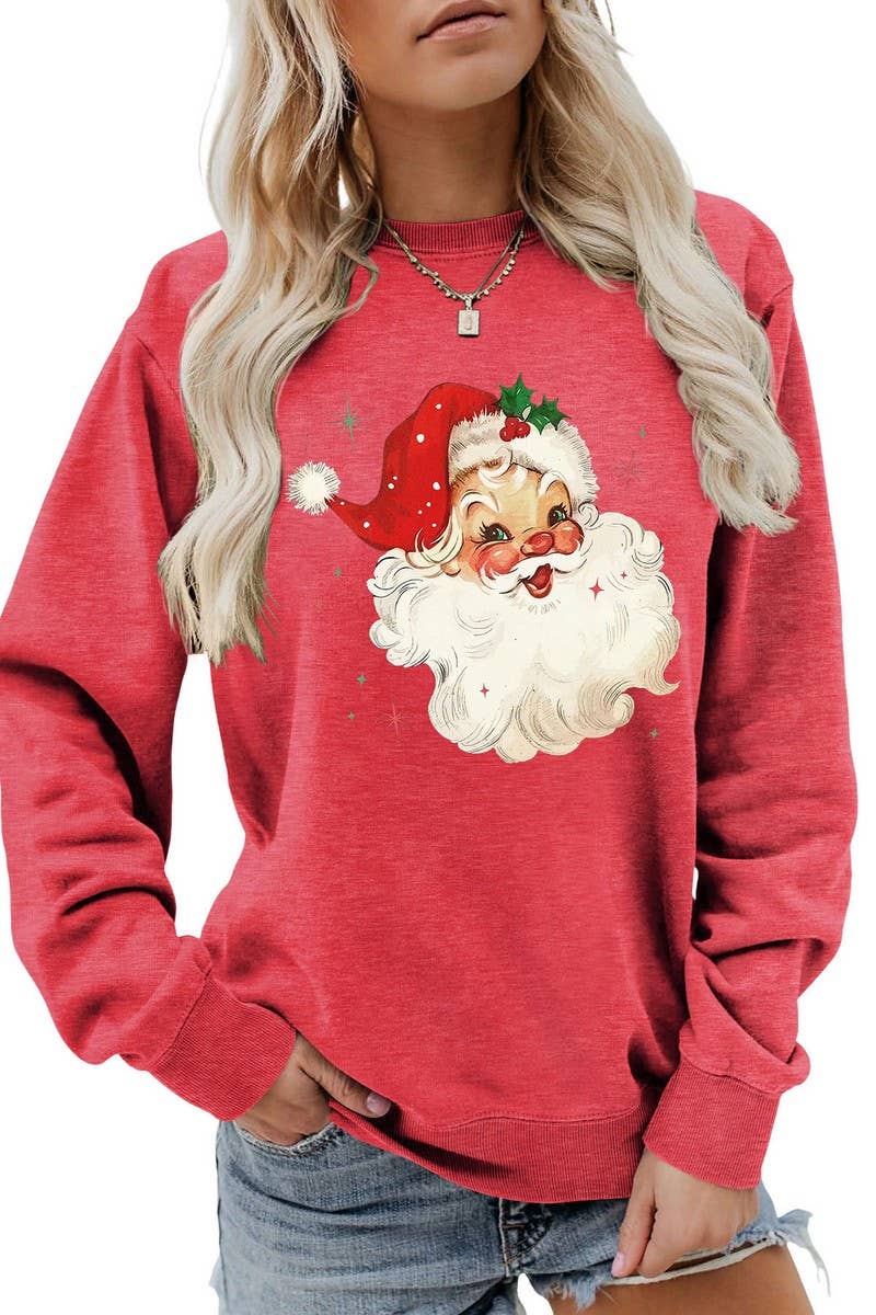 CWTBLL01324_SANTA CLAUS HEAD PATTERN PULLOVER SWEATSHIRT
