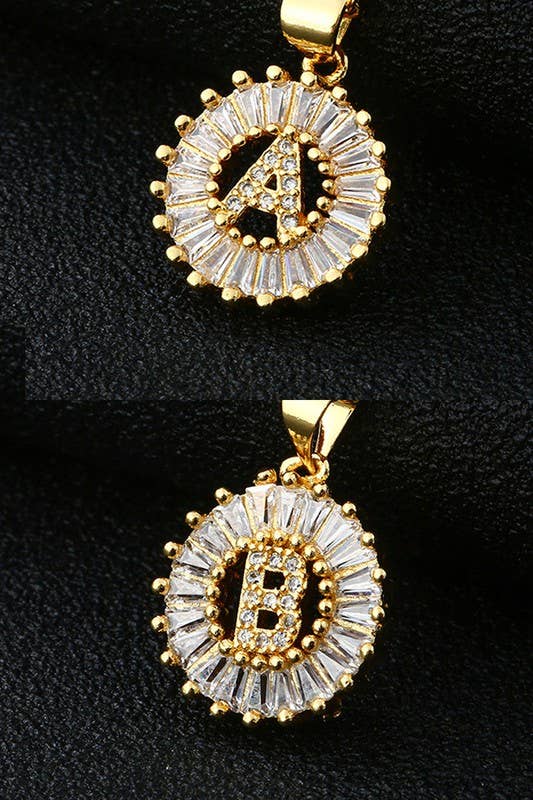 A-Z ALPHABET LETTER SUN PENDANT NECKLACE_CWAJE055-B20221