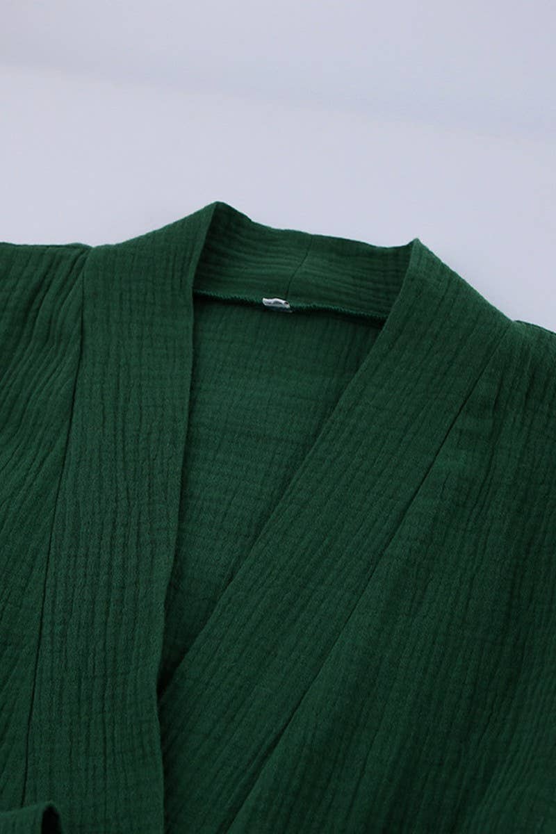 CWSPJ0081_LONG SLEEVE CARDIGAN WITH BELT PANTS PAJAMAS SET