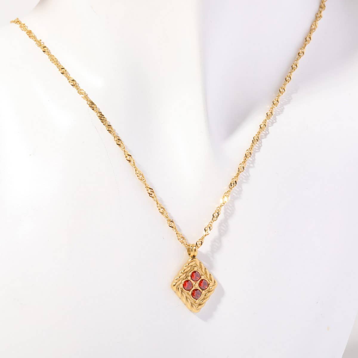 STAINLESS STEEL DECEMBER BIRTHSTONE NECKLACE_CWMM3920