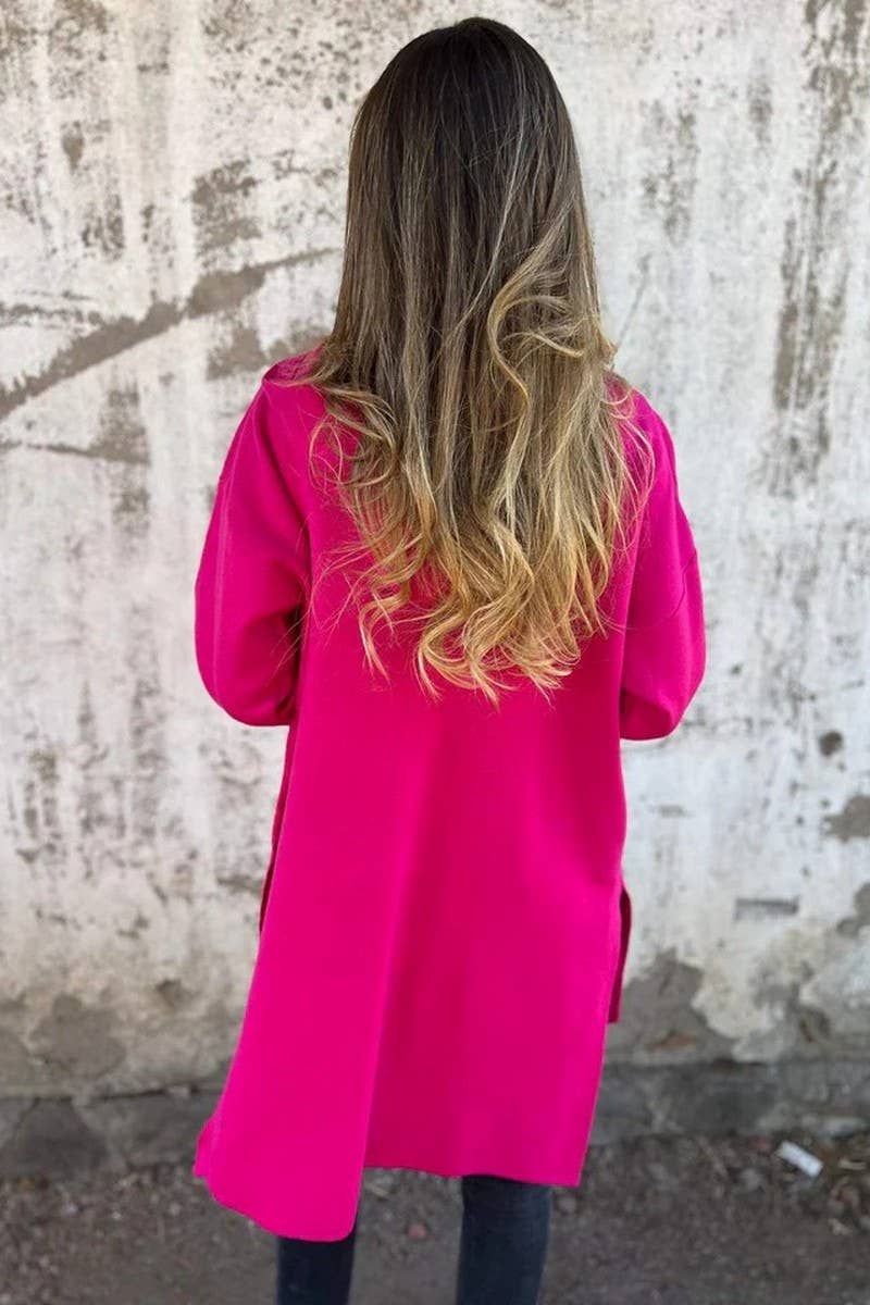 CWOCO00204_CASUAL HOODED LONG SLEEVE OPEN FRONT COAT