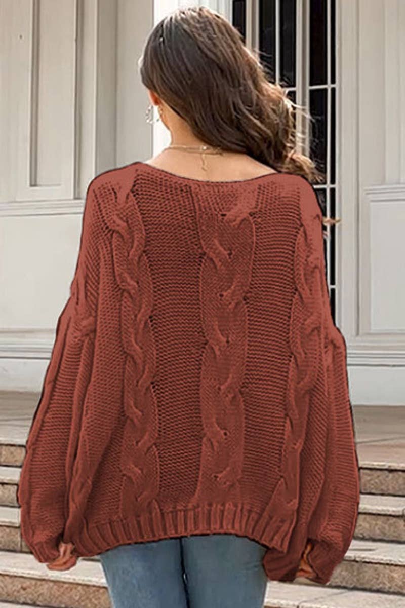 CWOSWL6735_WINTER ONE-SHOULDER LOOSE LONG-SLEEVED SWEATER