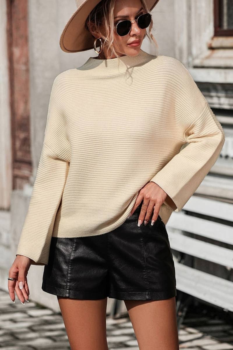 CWTSTL431_Oversized Long Sleeve Crew Neck Pullover Sweater