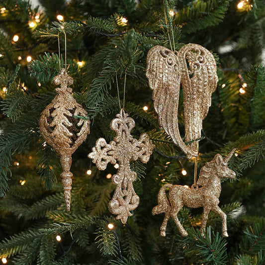 Champagne Glitter Plastic Christmas Ornament_CWMM9756