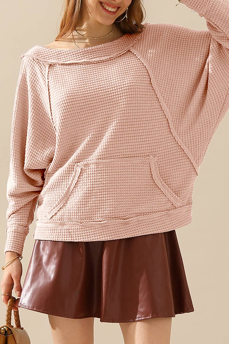CWTTL1098-P_PULLOVER BOAT NECK POCKETED SWEATER KNIT TOP