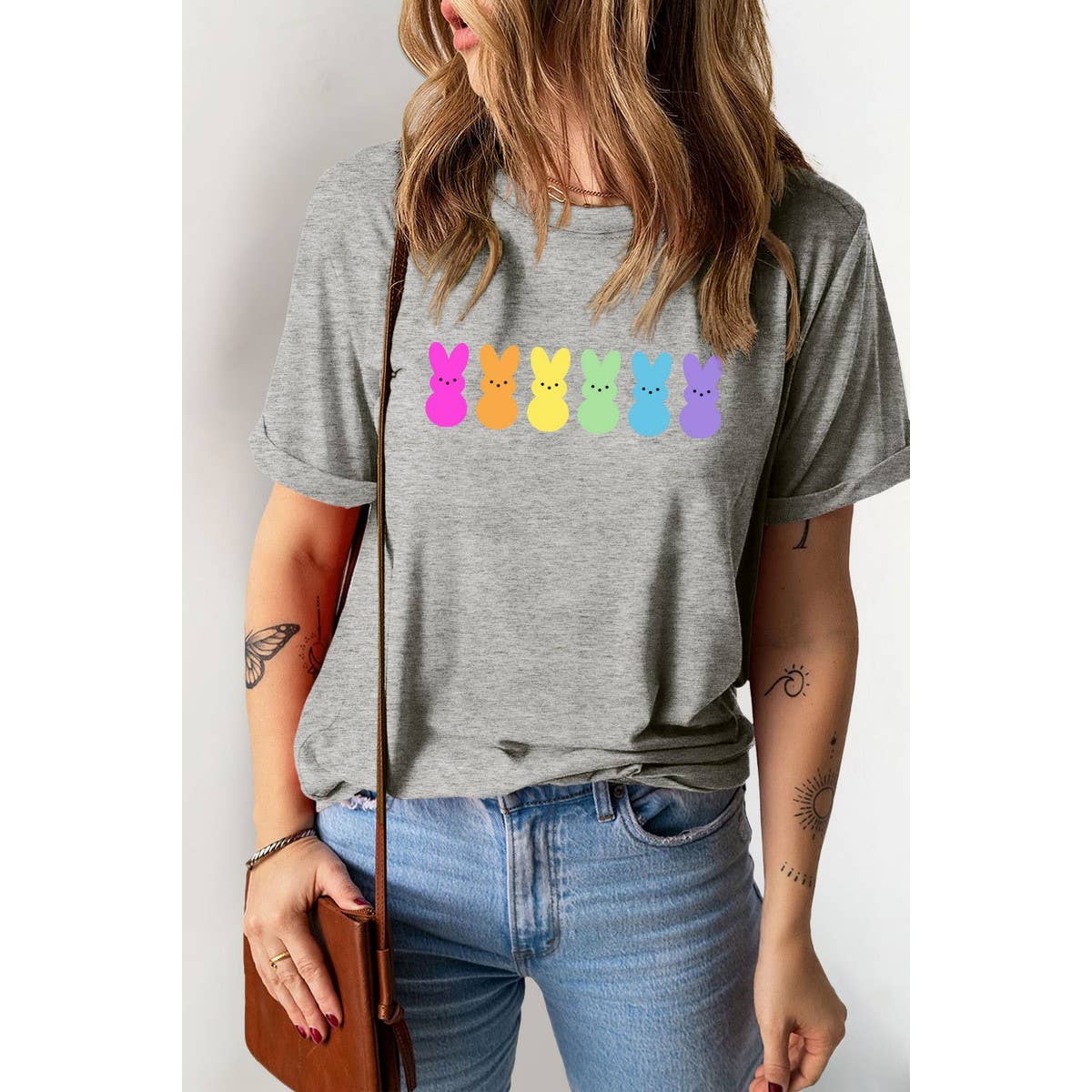 CUTE PRINTED BUNNY ROUND NECK T SHIRT FOR EASTER_CWTTS0790