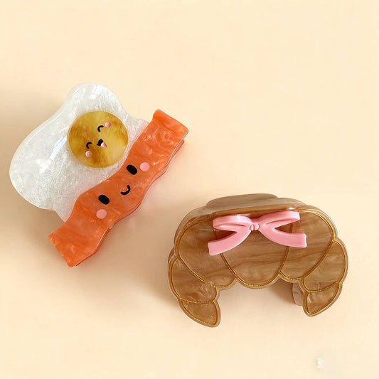 CWAHA07732_CUTE FOOD SMILE BREAD ACRYLIC HAIR CLAW CLIP