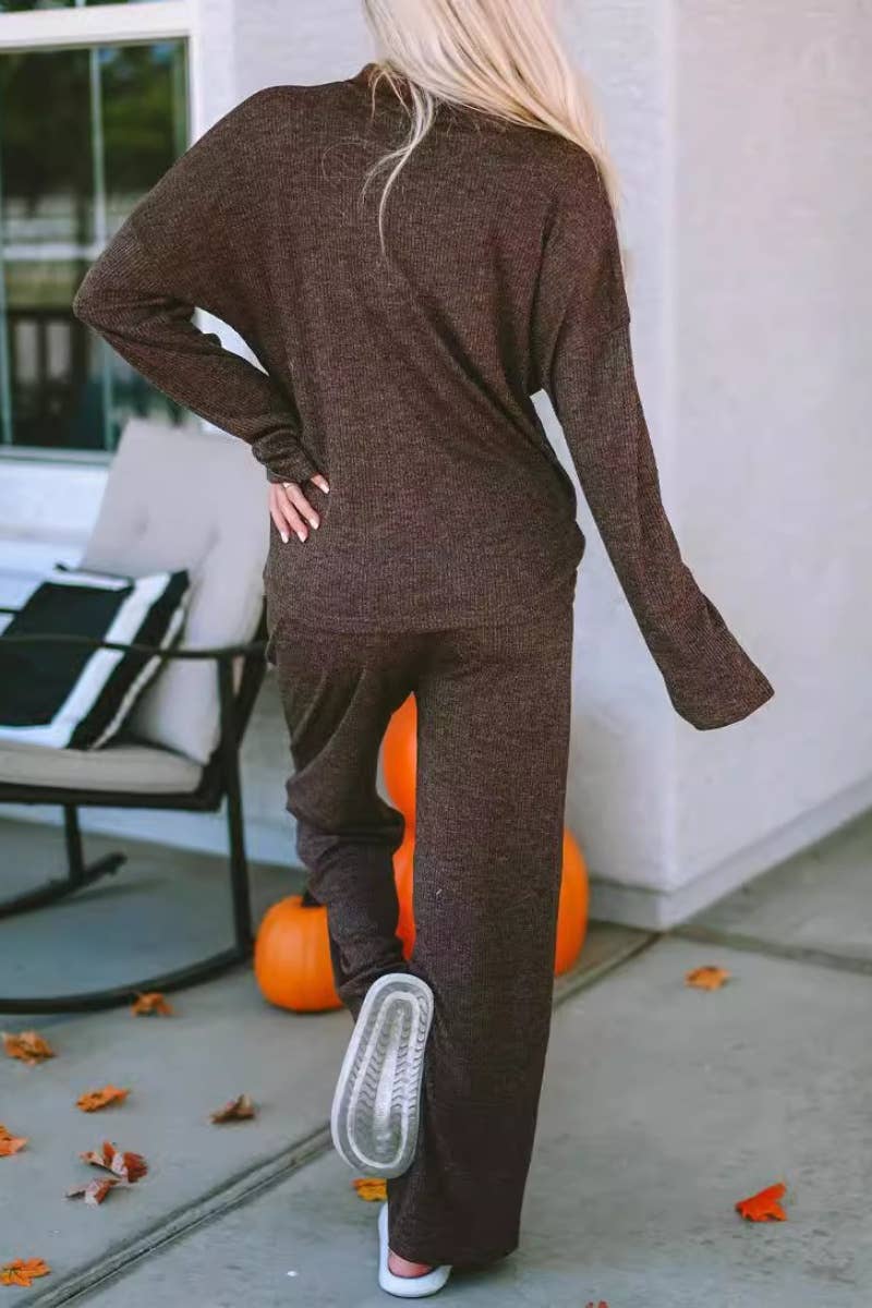 CWSS1014_LAPEL BUTTON-DOWN LONG SLEEVE TOP PANTS SUIT