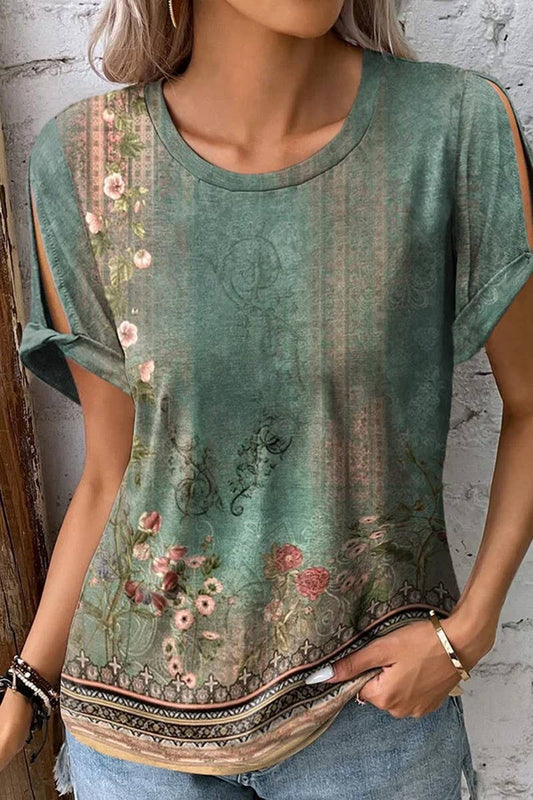 CWTBLS2308_BOHO PRINT SHORT SLEEVE CASUAL COMFY T-SHIRT