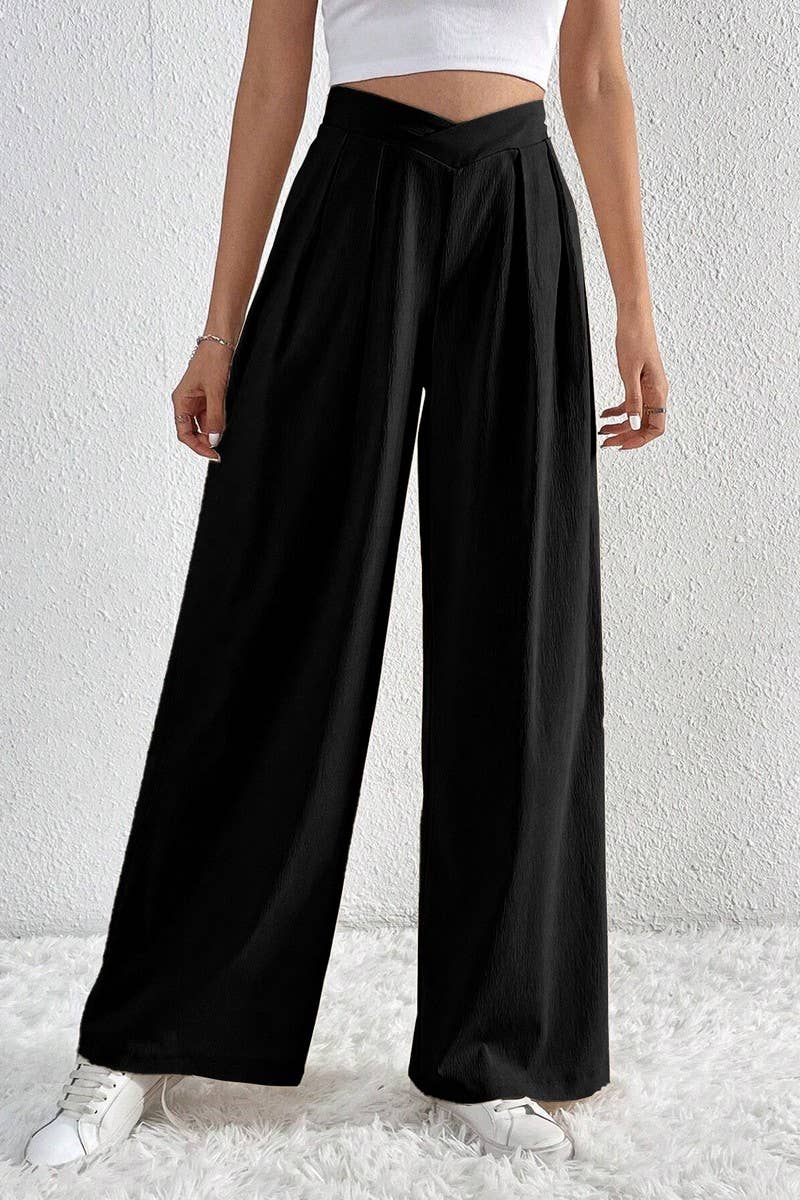 CWBLP1422_PLEATED CASUAL WIDE-LEG LOOSE TROUSERS