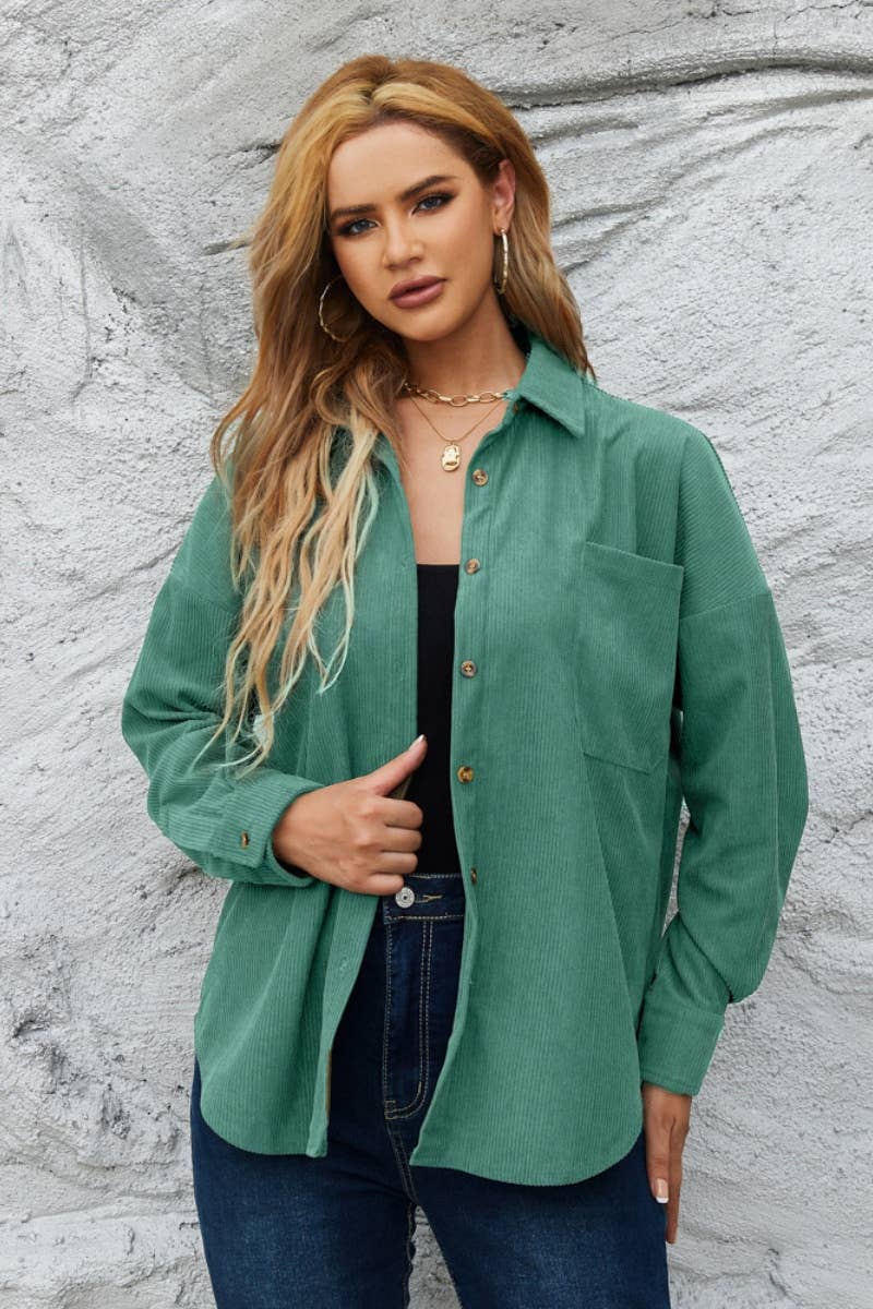 CWTSTL2122_WINTER LOOSE BUTTON-UP LONG-SLEEVED SHIRT TOPS