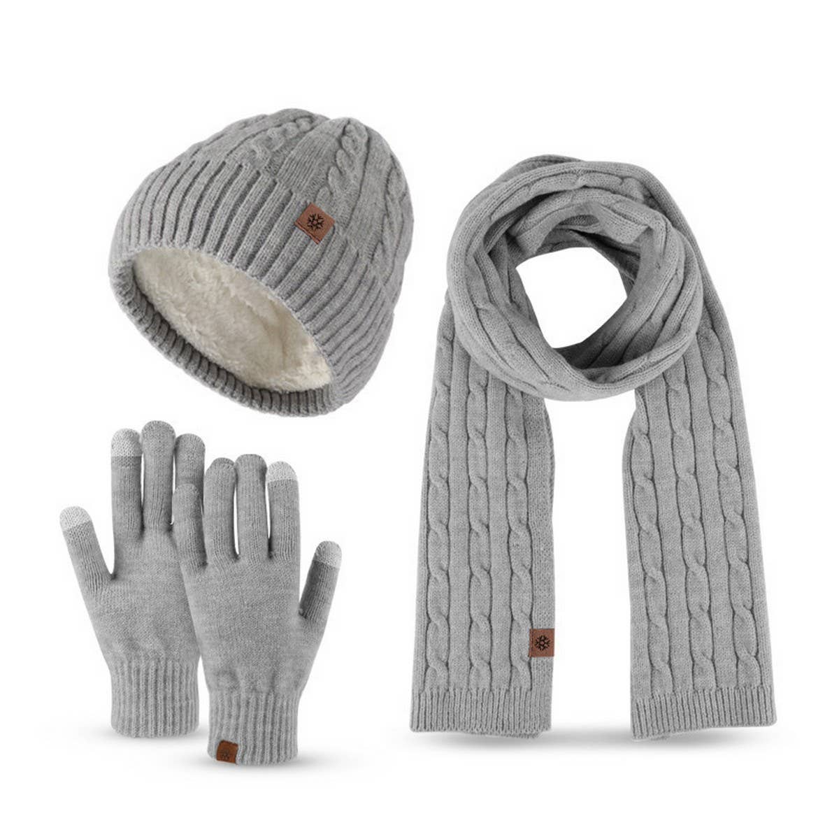 NEW KNITTED HAT, SCARF AND GLOVES THREE-PIECE SET
