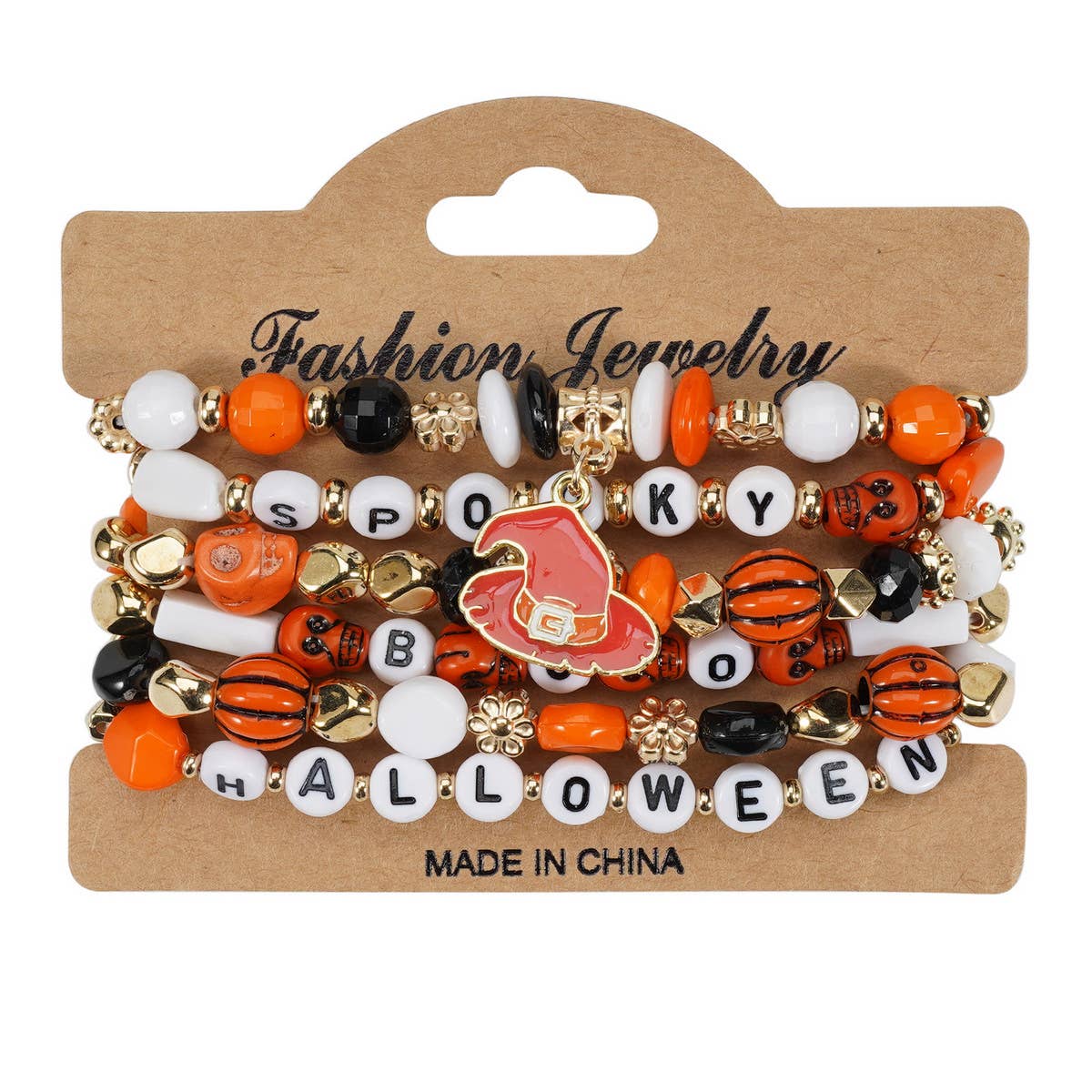 HALLOWEEN PUMPKIN GHOST BEADED BRACELET