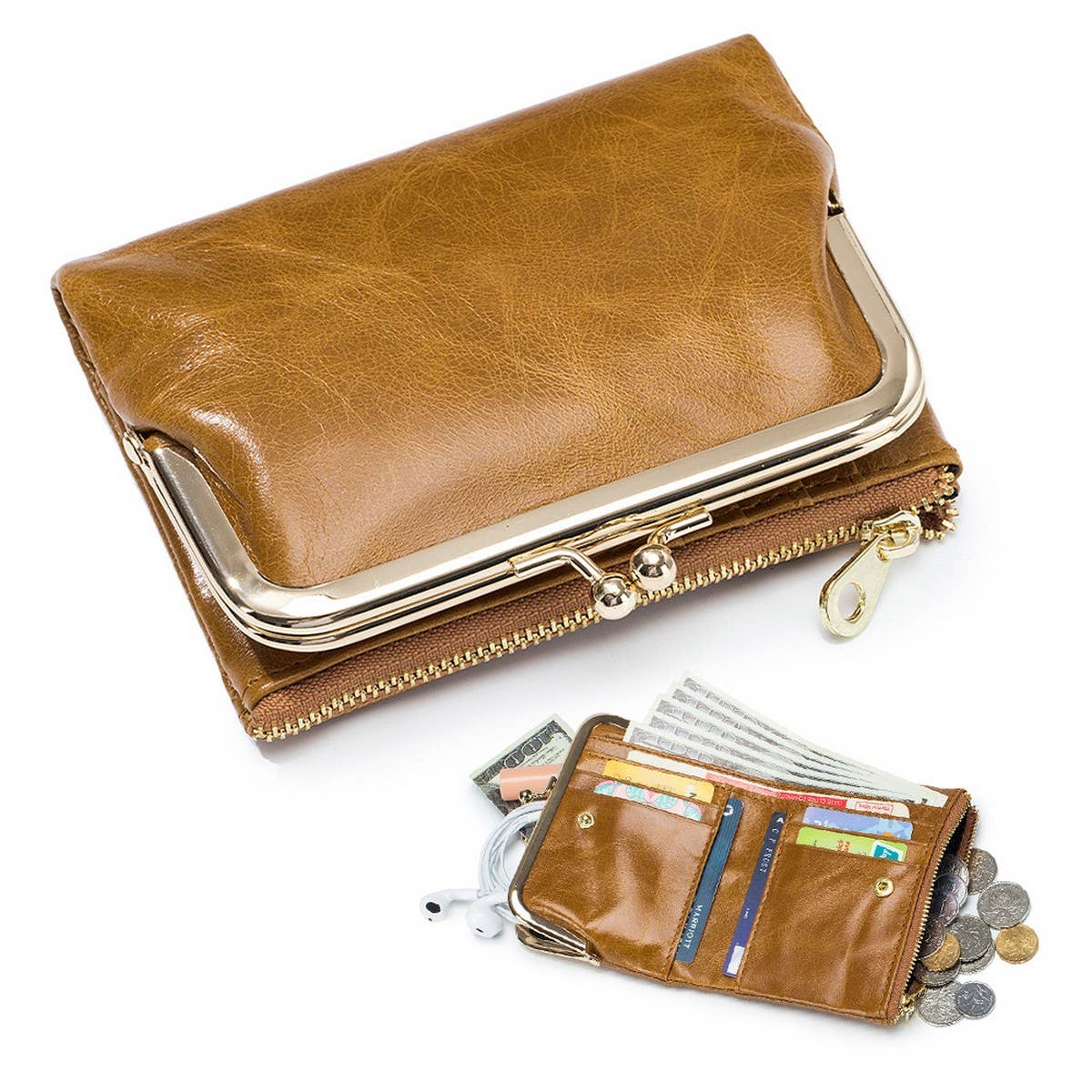 VINTAGE MULTIFUNCTIONAL CLUTCH SHORT LEATHER WALLET_CWAB3780