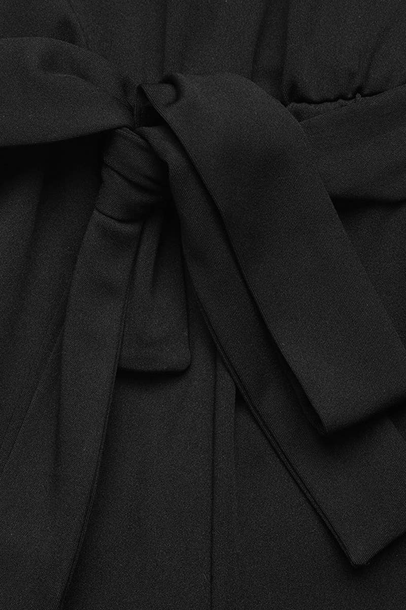 CWSJS1762_SOLID RUFFLE SLEEVE HIGH NECK BELTED JUMPSUIT