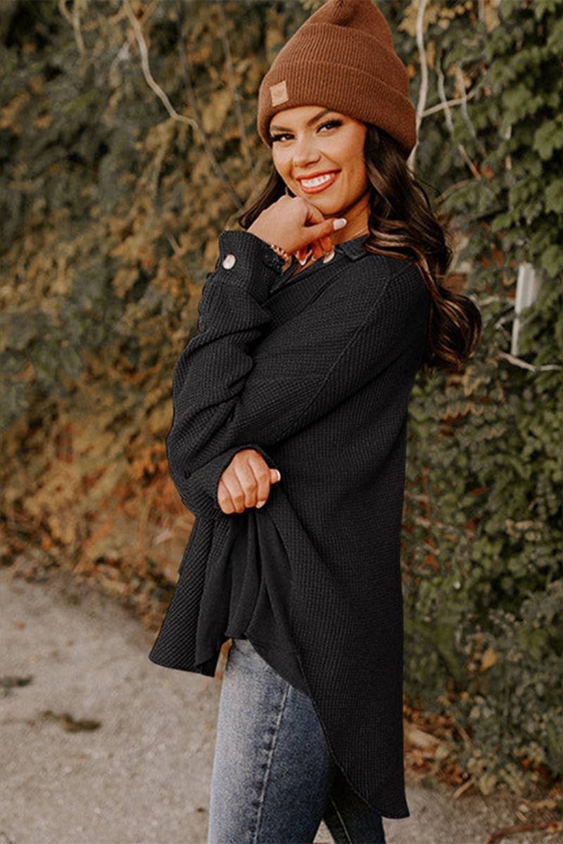 CWTSTL2380_SPRING AUTUMN BUTTON MEDITATION SHIRT TOP