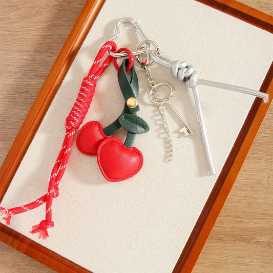 Retro Cherry Fruit Keychain with PU Detail_CWMM7632